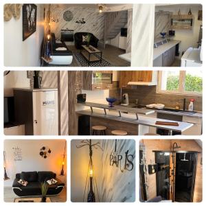 a collage of photos of a kitchen and a living room at Top House Les Perles 3 des Châteaux in Mer