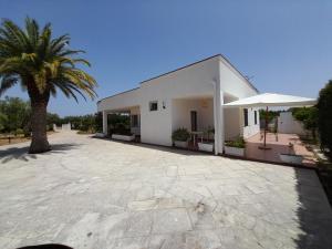 ein weißes Gebäude mit einer Palme davor in der Unterkunft Villa GenVì - casa vacanza in Polignano a Mare