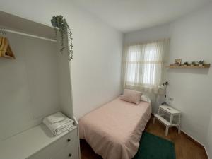 a small bedroom with a bed and a window at Beautiful 3 Bd. Apartment in La Laguna City Centre in La Laguna