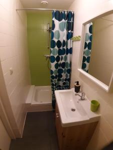 a bathroom with a sink and a shower at Appartementen Zandvoort in Zandvoort +22 photos