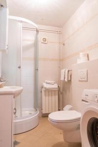a bathroom with a shower and a toilet and a sink at Rooms Ljubica in Cres