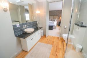 een badkamer met een wastafel en een toilet bij Bodmin Country House in Bodmin