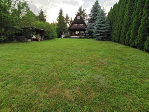 a large yard with a house in the background at Dom Letniskowy, Siła in Sila +11 photos