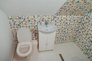 a bathroom with a toilet and a sink at Casa Sara in Turda