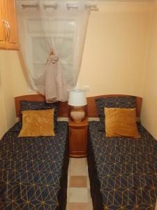 מיטה או מיטות בחדר ב-Mobil-home "Le pin bleu" à St-Paul-les-Dax