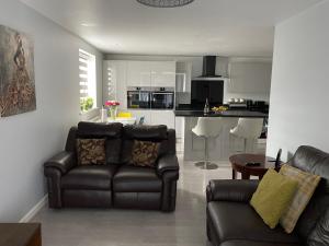 Svetainės erdvė apgyvendinimo įstaigoje Modern 2 bedrooms fully equipped Apartment with garden, Free Parking, Free Wifi