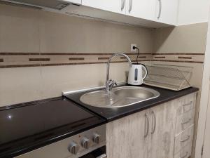 a kitchen with a sink and a counter top at City Passage Apartments- Rooms in Novi Sad
