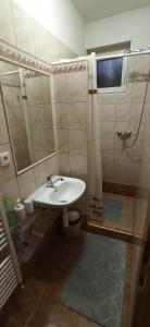 y baño con lavabo y ducha. en Apartment Majerčák en Zuberec