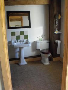 La salle de bains est pourvue d'un lavabo et de toilettes. dans l'établissement Teag Beag, à La Grée-Saint-Laurent