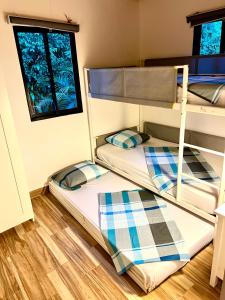 Bunk bed o mga bunk bed sa kuwarto sa Haus unter Palmen