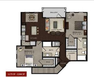 El plano del piso de Lovely 2 Bedroom