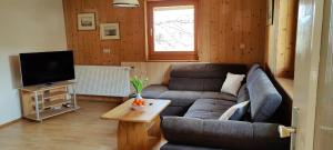 a living room with a couch and a television at Ferienwohnung Ritzinger in Perlesreut