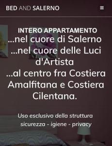 Captura de pantalla de un mensaje de texto en una pantalla portátil en Bed And Salerno - Largo Campo - Appartamento, en Salerno