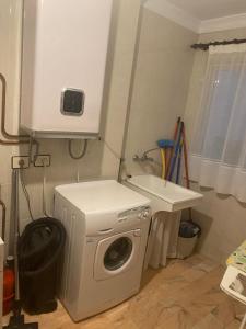 a laundry room with a washing machine and a sink at Apartamento Couto in Ribadeo