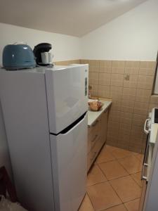 a kitchen with a white refrigerator in a room at Apartment Villa Radovic II in Risan