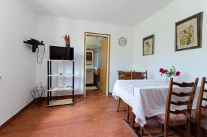 comedor con mesa y TV en una habitación en Apartments Tugomila, en Banjol