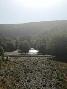 a river in the middle of a field with trees at EVANA in Bize-Minervois