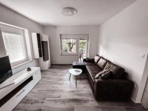 sala de estar con sofá y TV en RIAD Apartments Premium, en Zgornje Škofije