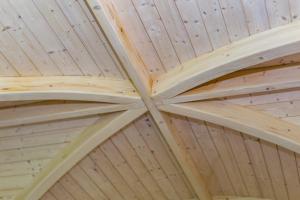 a ceiling in a room with wooden ceilings at Parkgate Farm in Holmrook