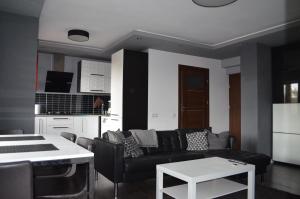 sala de estar con sofá y mesa en Apartment in the City Center - FREE PARKING - easy check-in en Chorzów