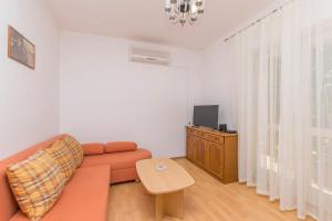 a living room with a couch and a tv at Apartments Andrija in Pirovac