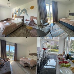 a collage of photos of a hotel room at Belami luxury apartments in Ulcinj +52 photos