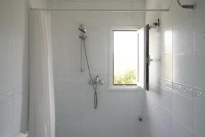 a shower in a bathroom with a window at B&B Sara in Santa Maria al Bagno