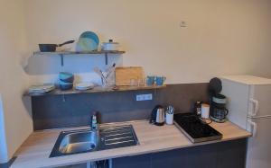 Kuchyň nebo kuchyňský kout v ubytování Ferienwohnung Wunderlich rot