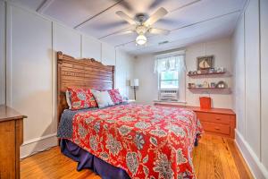 a bedroom with a bed and a ceiling fan at Private Dock and Stunning Views Corey Lake Getaway! in Three Rivers