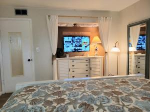 - une chambre avec un lit et une télévision dans l'établissement Hacienda del Sol II - 103, à New Smyrna Beach