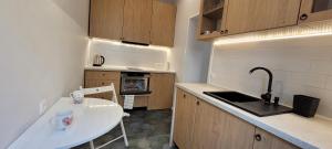 Kuchyňa alebo kuchynka v ubytovaní Kana - Stylish Apartment in Kraków Pomorska - Close, WiFi, Smart TV