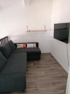 sala de estar con sofá y TV en Maison cosy Bassin d'arcachon, en Arès