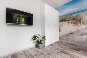 Televízia a/alebo spoločenská miestnosť v ubytovaní Apartament Nadia