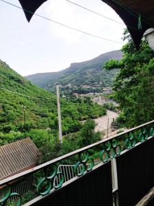 a balcony with a view of a mountain at IRIS B&B in DEBED CANYON in Alaverdi