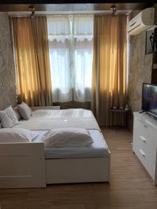 - une chambre avec un grand lit et une télévision dans l'établissement Анси, à Pomorie