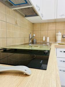 - une cuisine avec un évier et un comptoir dans l'établissement Parva Domus Herculaneum, à Ercolano