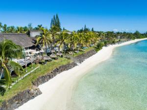 an aerial view of a beach with umbrellas and the ocean at Solana Beach Mauritius - Adults Only in Belle Mare