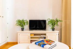 Televízia a/alebo spoločenská miestnosť v ubytovaní Holidays2Malaga Capitan Studio renovated with patio & balconies in the city center
