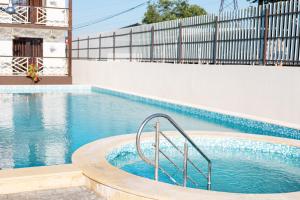 uma piscina com uma escada de metal no meio em Villa MARINA em Solotvyno