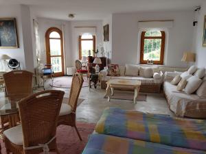 a living room with a couch and a table at Johannesburg in Révfülöp