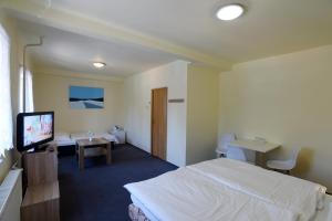 Posteľ alebo postele v izbe v ubytovaní Hotel U Jezírka