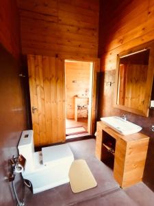 ein Bad mit einem Waschbecken und einem WC in einem Zimmer in der Unterkunft Green Nature Paradise Ella in Ella