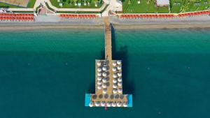 an aerial view of a dock in the water at AQI Hydros Club in Kemer