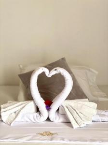 two swans making a heart on a bed at Hotel Dorado San Luis in San Luis