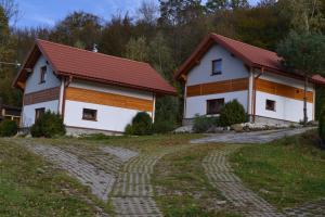 ein Haus mit einer Backsteinstraße davor in der Unterkunft Zielone Wzgórze in Małastów