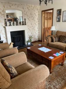 een woonkamer met een bank en een salontafel bij Deeleview apartment in Lifford