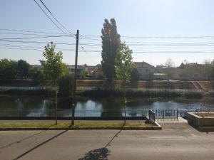 uma vista para um rio a partir de uma rua em Water Lily Apartment Studio 2 free parking- self check-in em Oradea