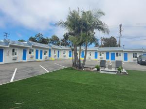 サンクレメンテにあるCalafia Inn San Clemente Newly renovatedの駐車場のヤシの木並木