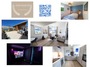a collage of different pictures of a room at L' Évéa Rooftop in Le Relecq-Kerhuon