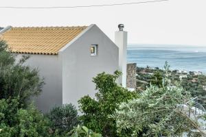 uma casa branca com o oceano ao fundo em Villa Michelangelo em Agios Nikolaos